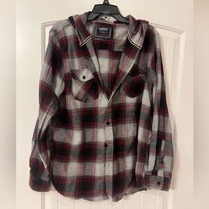 Size large- COMPANY EIGHTY ONE Men’s Button down Plaid Flannel Hoodie